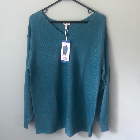 Ella Moss Sweaters - NWT Ella Moss Women's Sweater Ribbed V-Neck Sweater Blue Size Large